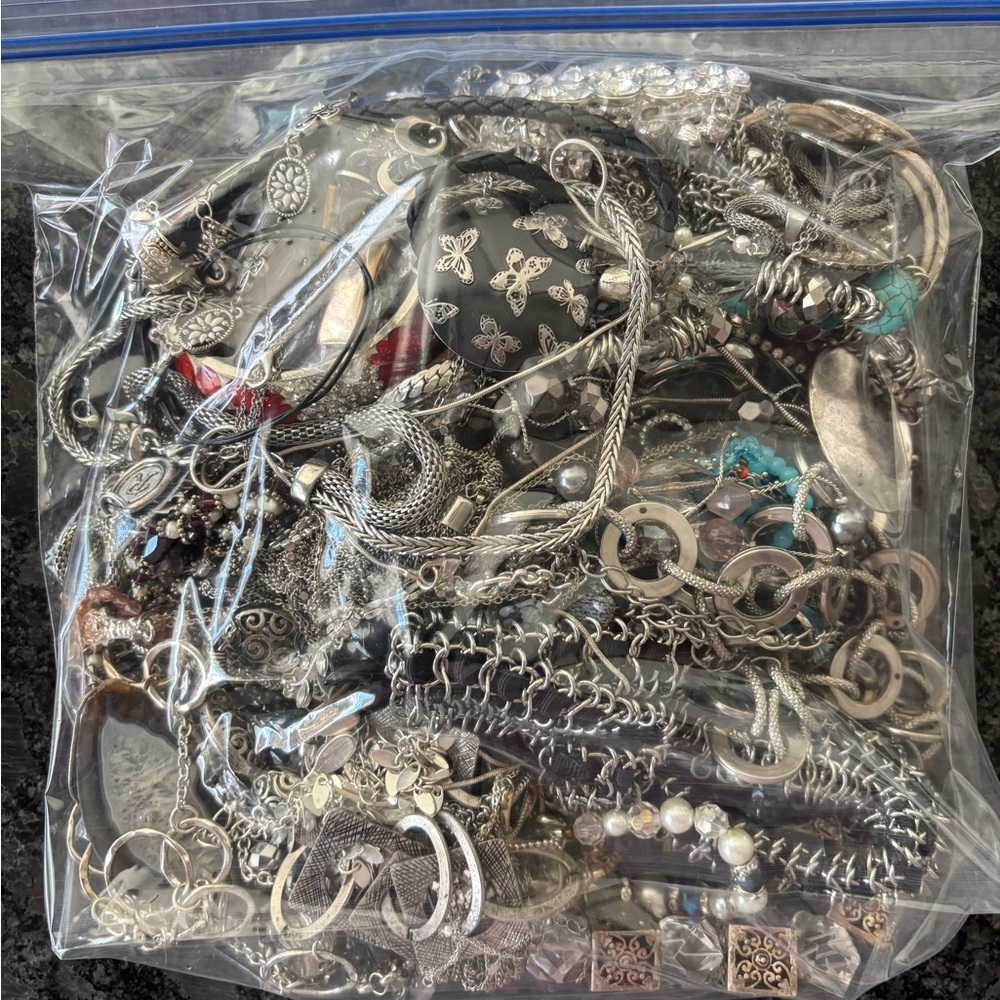 4 lbs Wearable Elegant Silver-Toned Jewelry Collection
